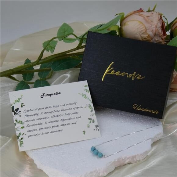 Dainty Crystal 925 Sterling Silver Choker Collar Necklace Handmade With 3 Beads - Picture 12 of 14